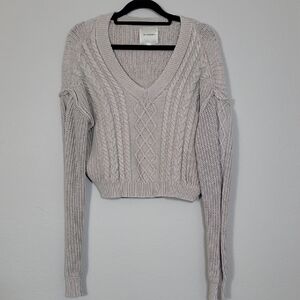 Vintage No Comment Women’s Chunky Cable Knit Sweater Size L Cream Cotton Ivory